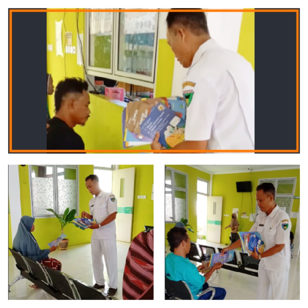 Promkes Tj.Makmur embagikan brosur informasi kesehatan kepada para pengunjung di poli Rawat Jalan.