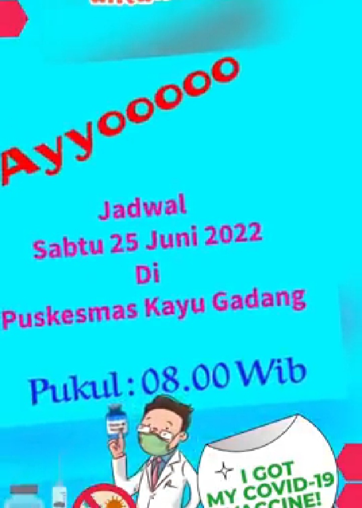 Puskesmas Kayu Gadang yang akan melakukan vaksinasi  tgl.25 Juni 2022